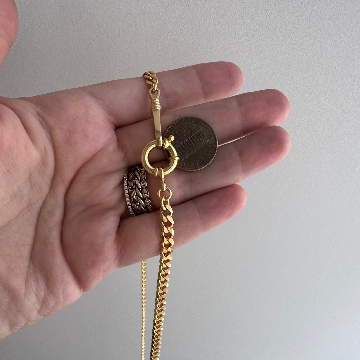 reimagined V I N T A G E // modern day watch chain / re-worked gold over sterling silver one-to-one figaro chain / 23.75", 21.6g