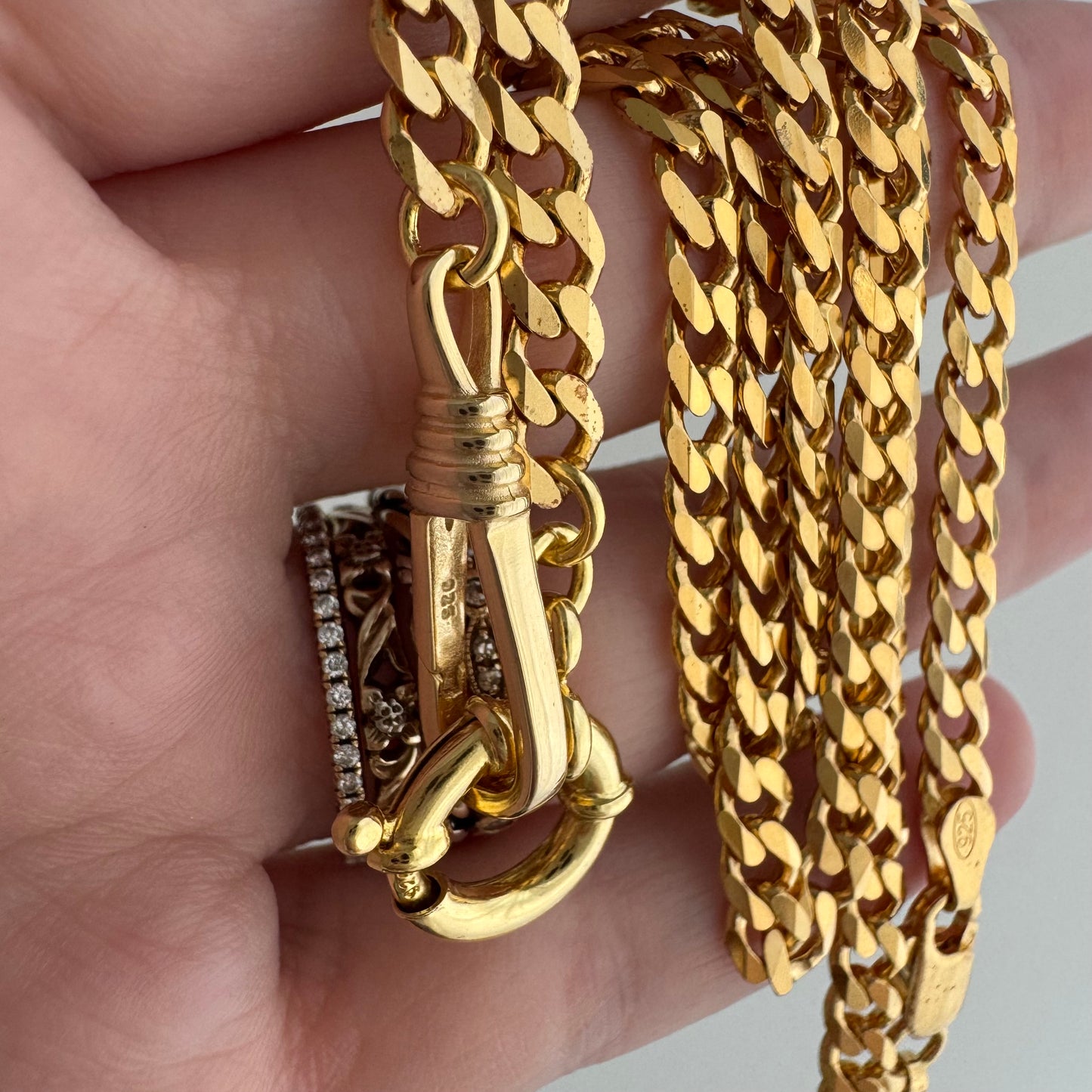 reimagined V I N T A G E // modern day watch chain / re-worked gold over sterling silver one-to-one figaro chain / 23.75", 21.6g