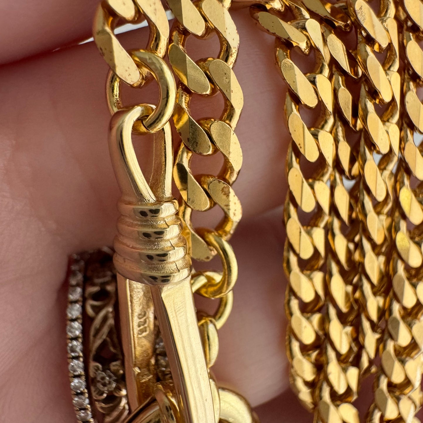 reimagined V I N T A G E // modern day watch chain / re-worked gold over sterling silver one-to-one figaro chain / 23.75", 21.6g
