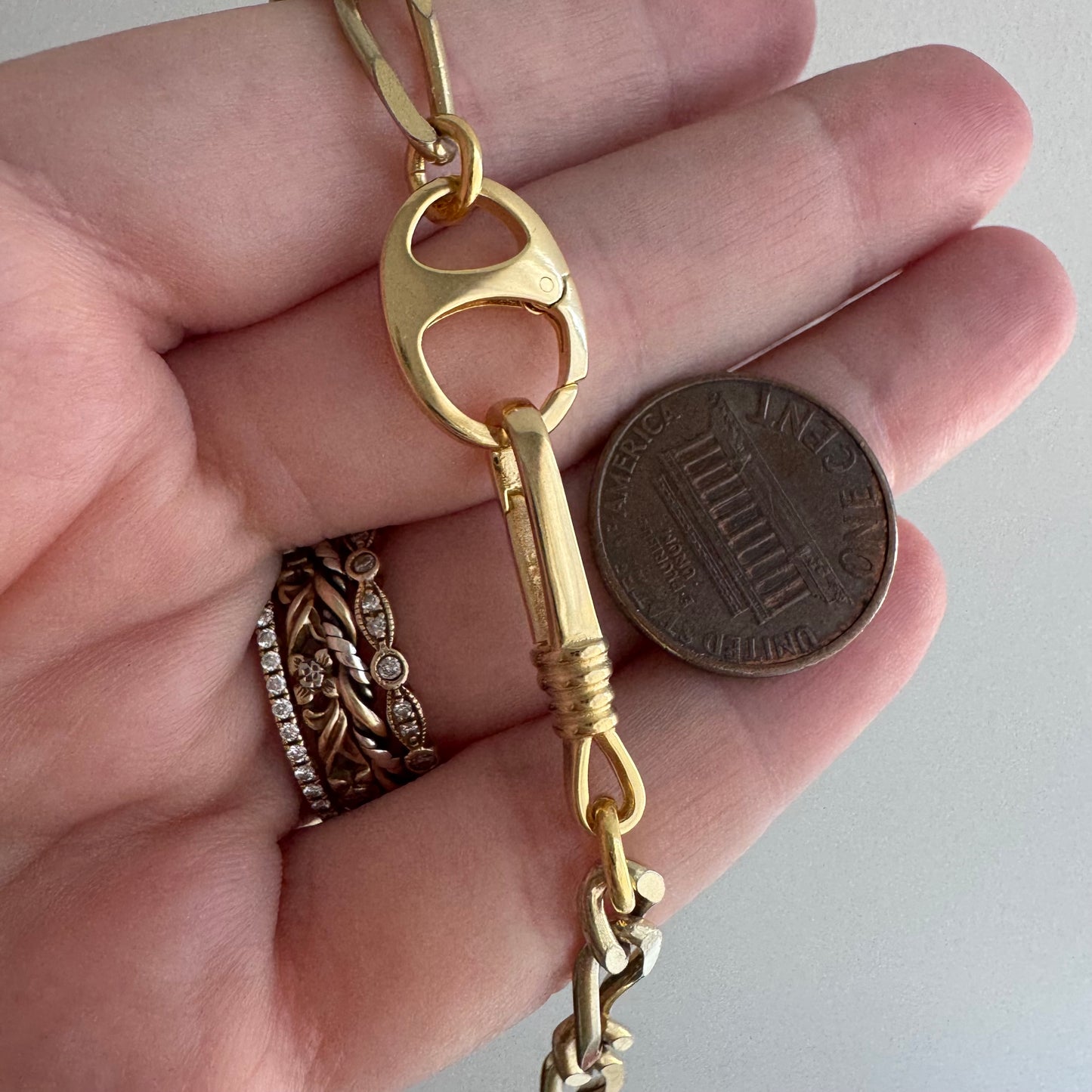 reimagined V I N T A G E // modern day watch chain / re-worked gold over sterling silver one-to-one figaro chain / 18", 21.5g