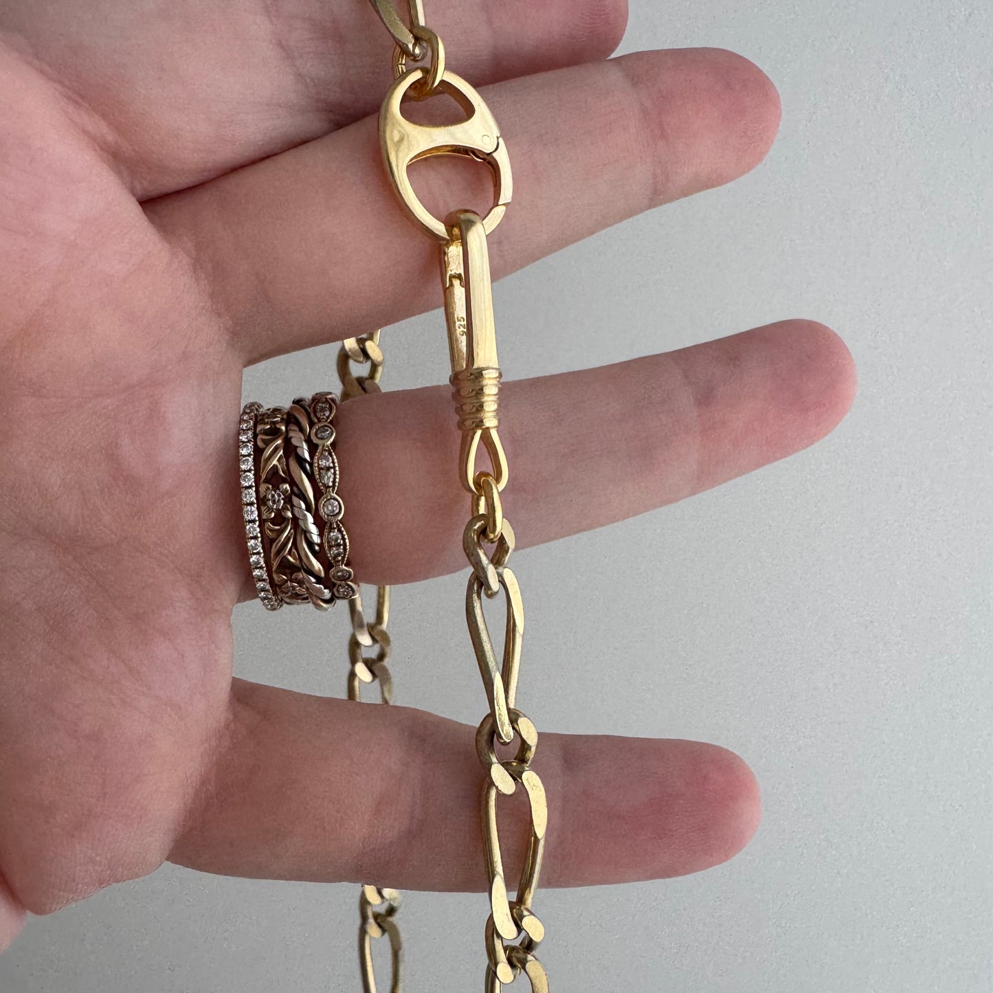 reimagined V I N T A G E // modern day watch chain / re-worked gold over sterling silver one-to-one figaro chain / 18", 21.5g