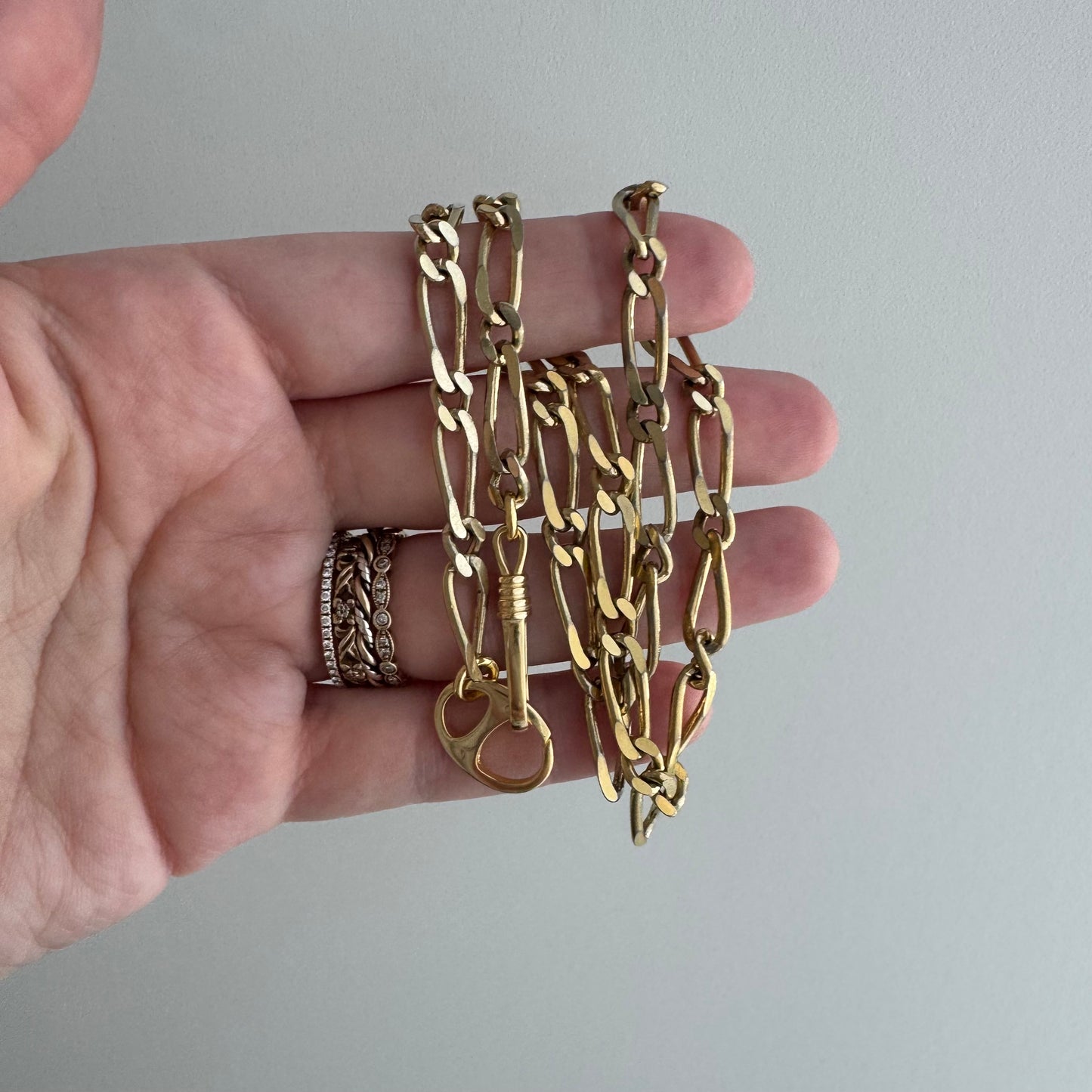 reimagined V I N T A G E // modern day watch chain / re-worked gold over sterling silver one-to-one figaro chain / 18", 21.5g