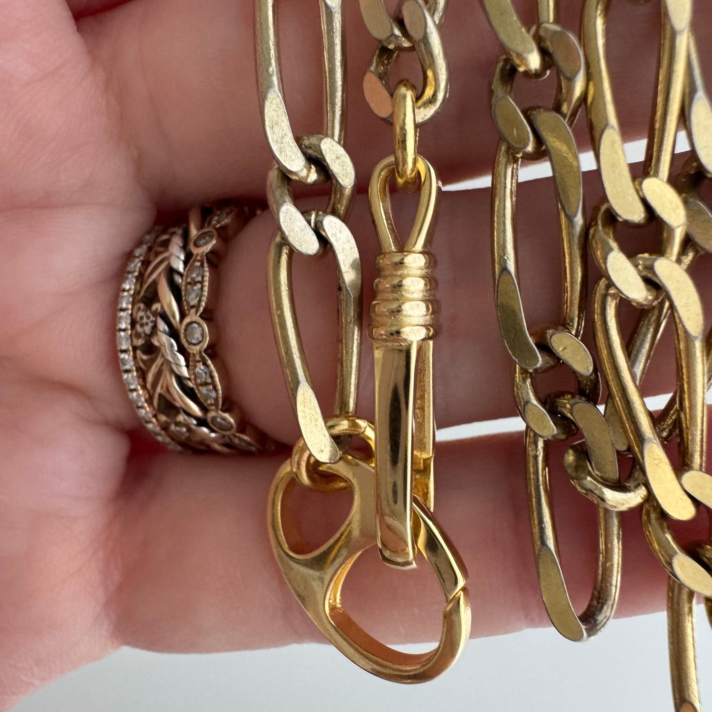 reimagined V I N T A G E // modern day watch chain / re-worked gold over sterling silver one-to-one figaro chain / 18", 21.5g