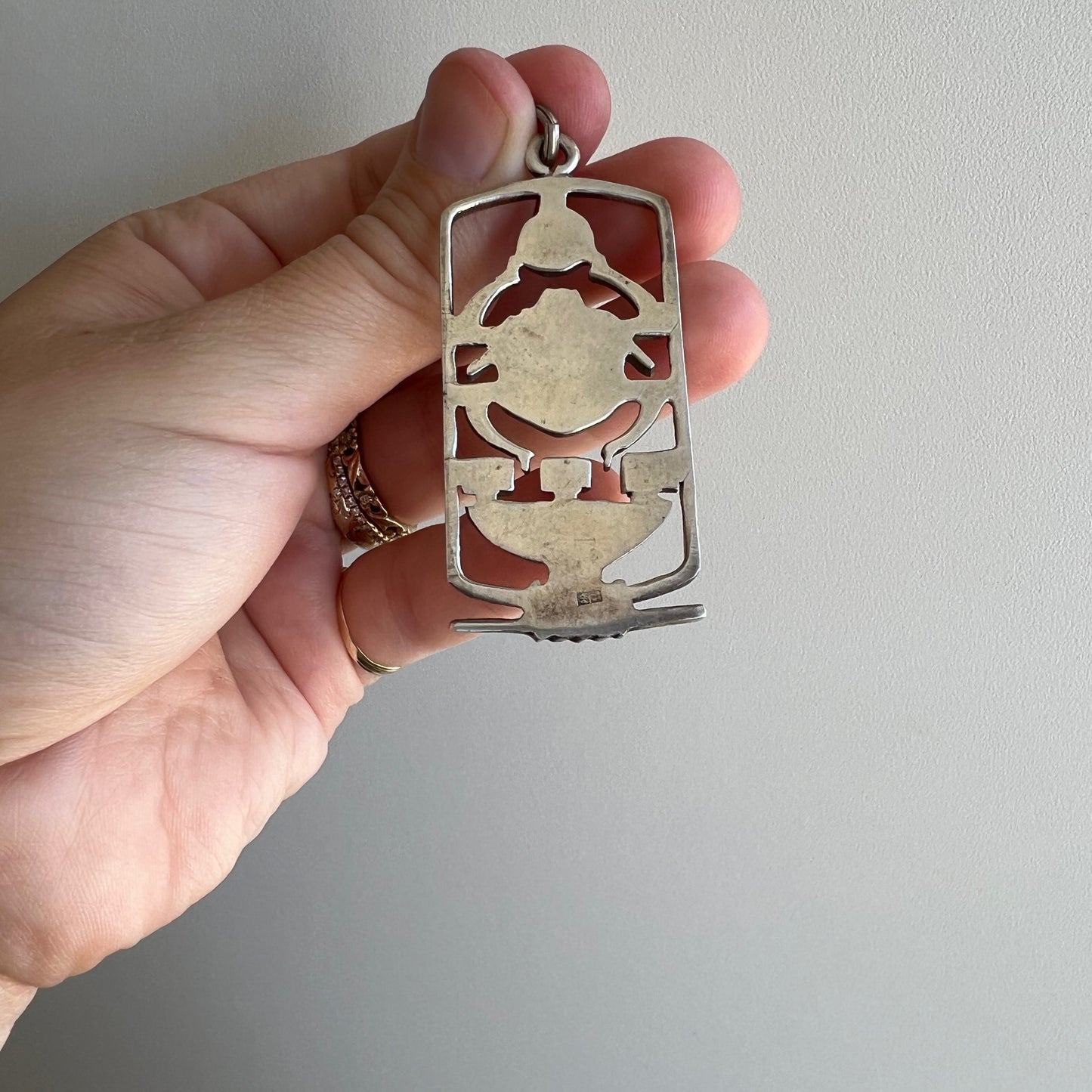 V I N T A G E // sun worship / Egyptian sterling silver scarab and sun cartouche / a large pendant