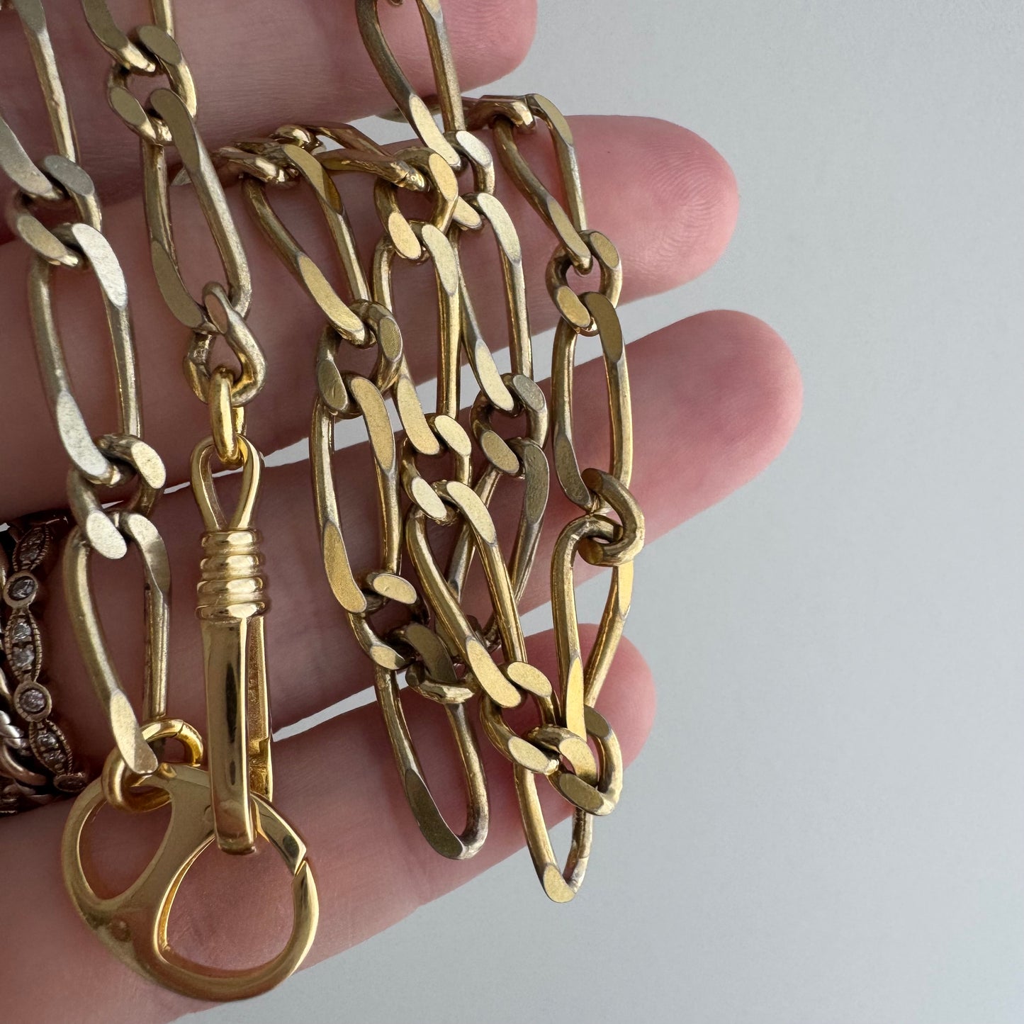 reimagined V I N T A G E // modern day watch chain / re-worked gold over sterling silver one-to-one figaro chain / 18", 21.5g