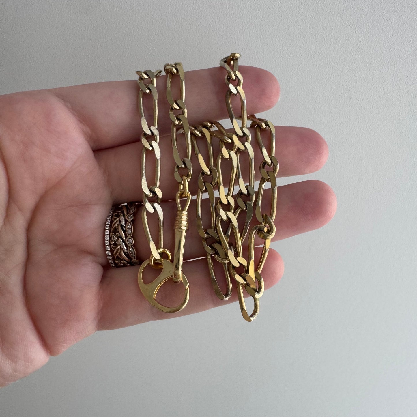 reimagined V I N T A G E // modern day watch chain / re-worked gold over sterling silver one-to-one figaro chain / 18", 21.5g