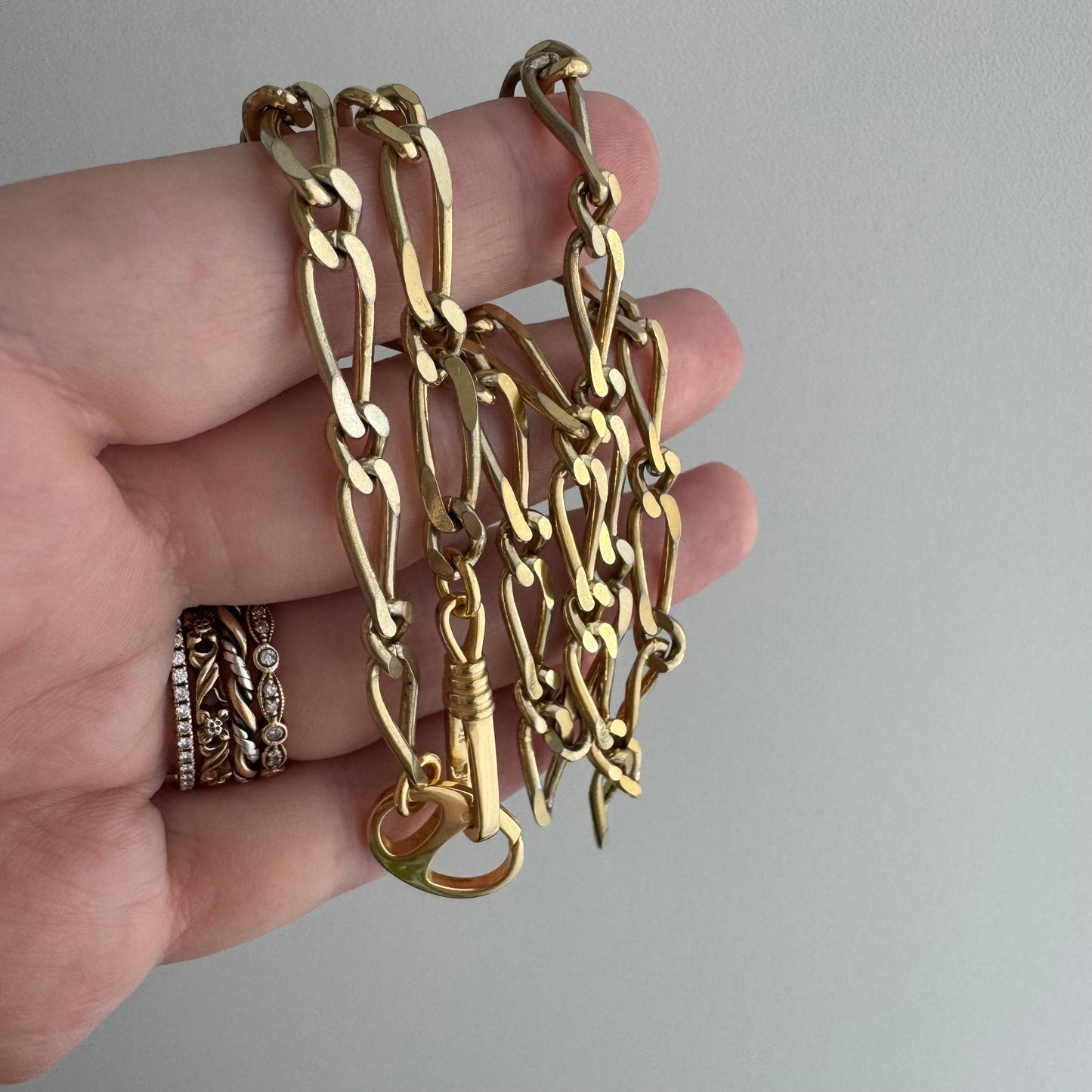 reimagined V I N T A G E // modern day watch chain / re-worked gold over sterling silver one-to-one figaro chain / 18", 21.5g