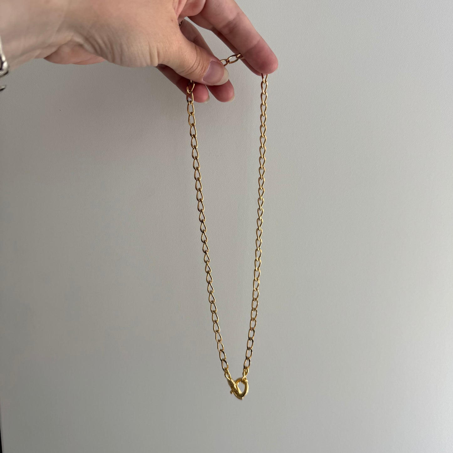 reimagined V I N T A G E // modern day watch chain / re-worked gold over sterling silver oval curb chain necklace / 18.5", 16.9g