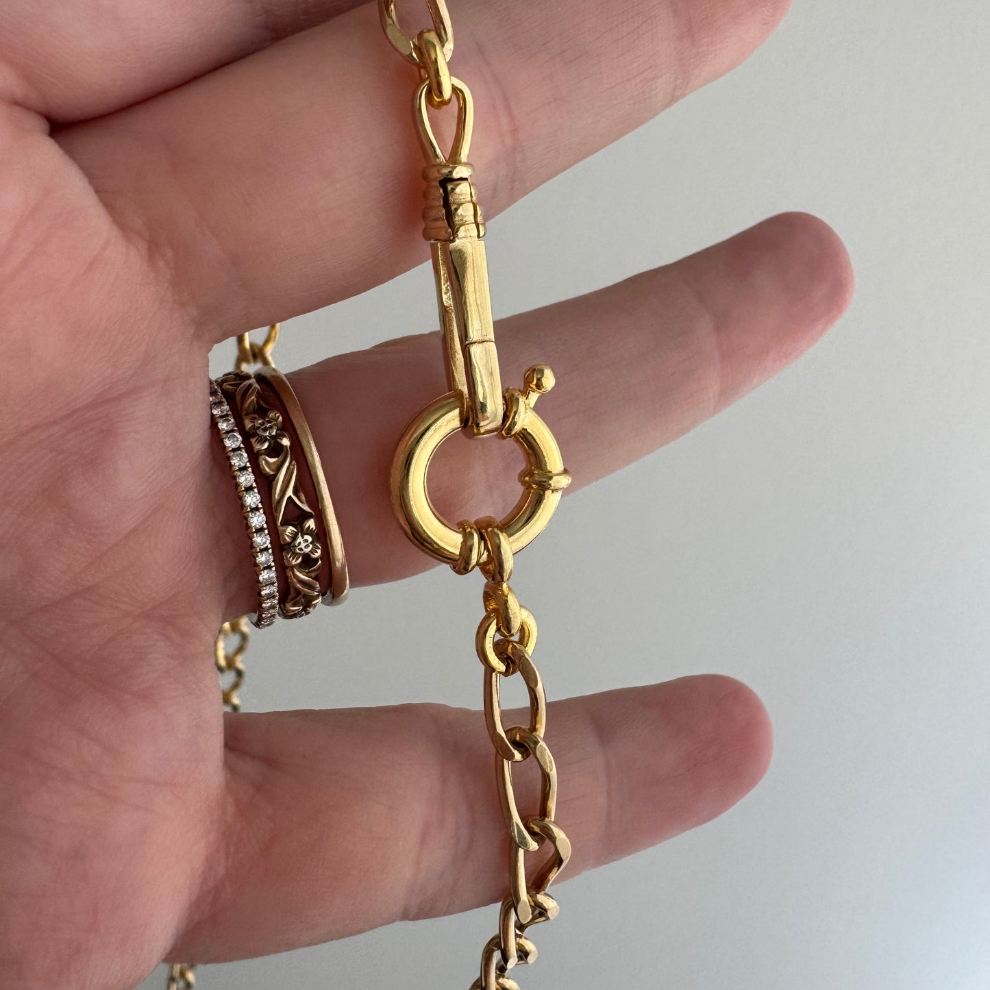 reimagined V I N T A G E // modern day watch chain / re-worked gold over sterling silver oval curb chain necklace / 18.5", 16.9g