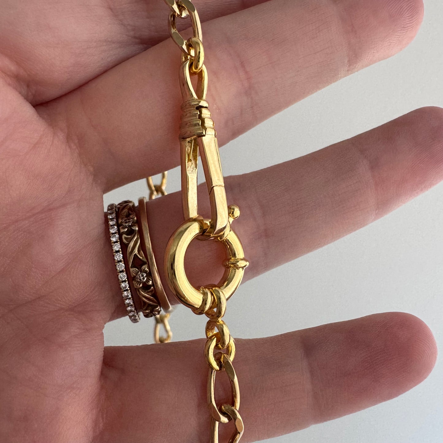 reimagined V I N T A G E // modern day watch chain / re-worked gold over sterling silver oval curb chain necklace / 18.5", 16.9g