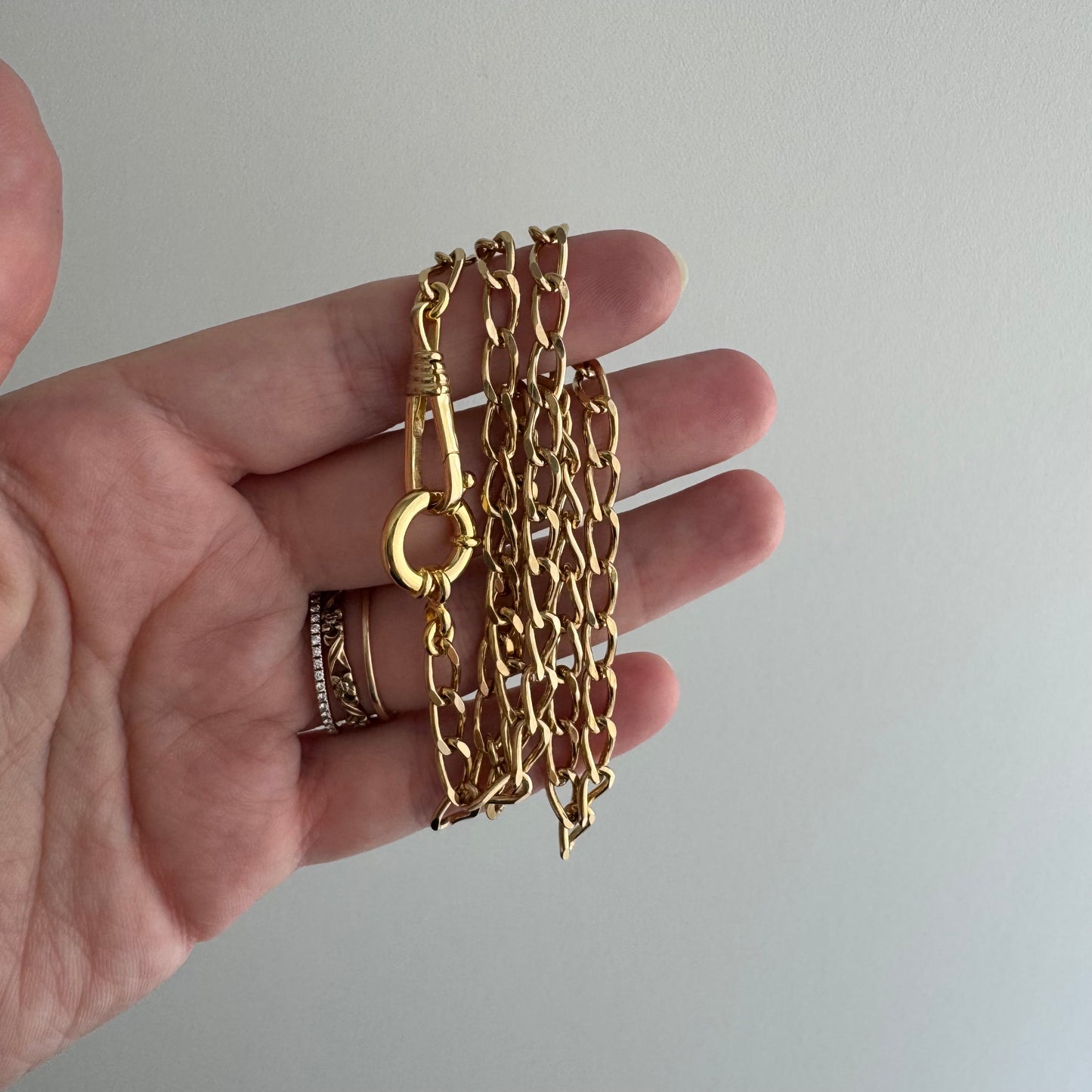 reimagined V I N T A G E // modern day watch chain / re-worked gold over sterling silver oval curb chain necklace / 18.5", 16.9g