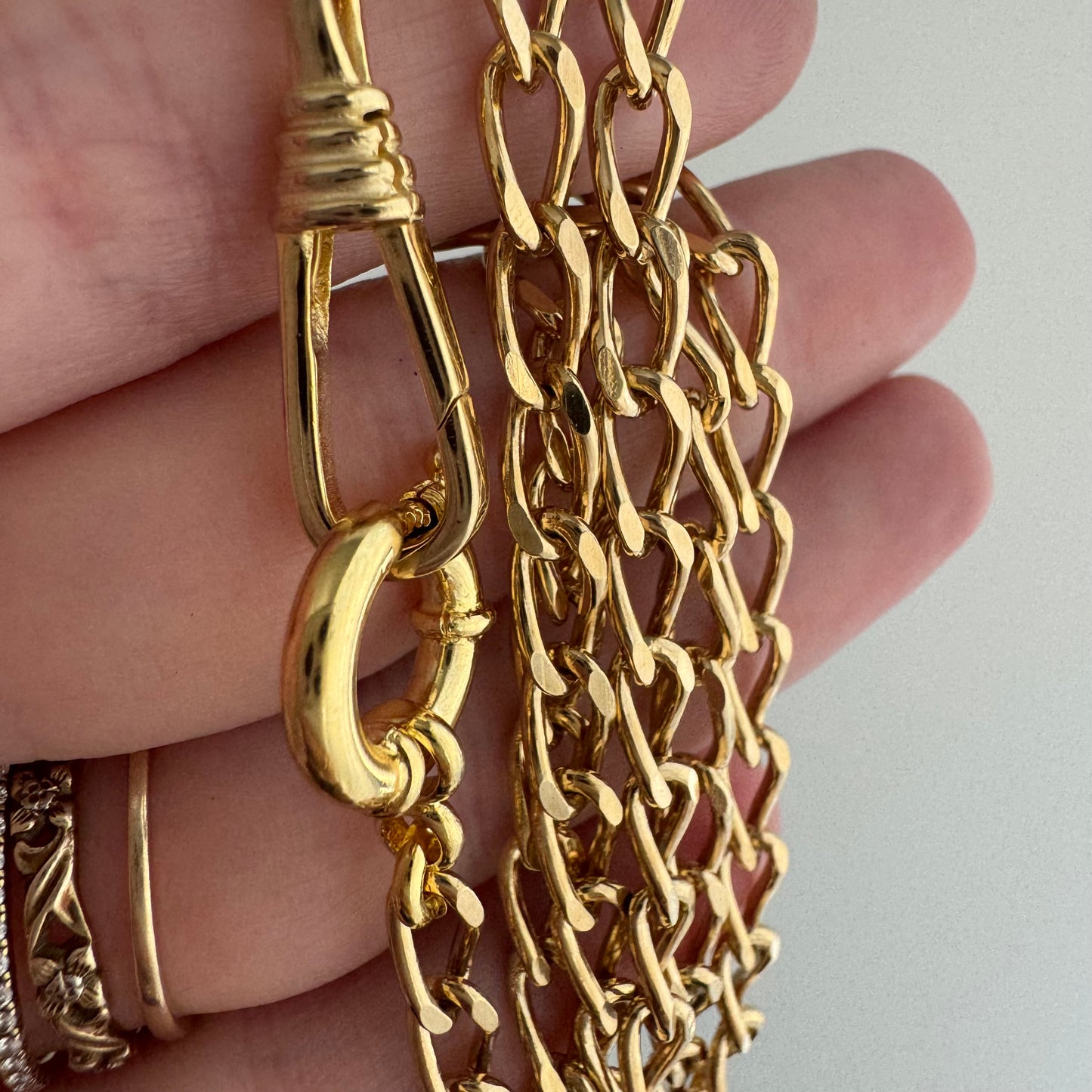 reimagined V I N T A G E // modern day watch chain / re-worked gold over sterling silver oval curb chain necklace / 18.5", 16.9g