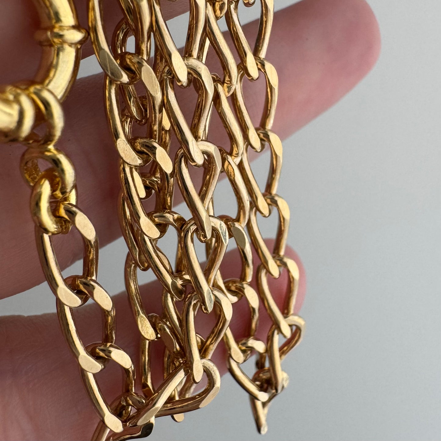 reimagined V I N T A G E // modern day watch chain / re-worked gold over sterling silver oval curb chain necklace / 18.5", 16.9g