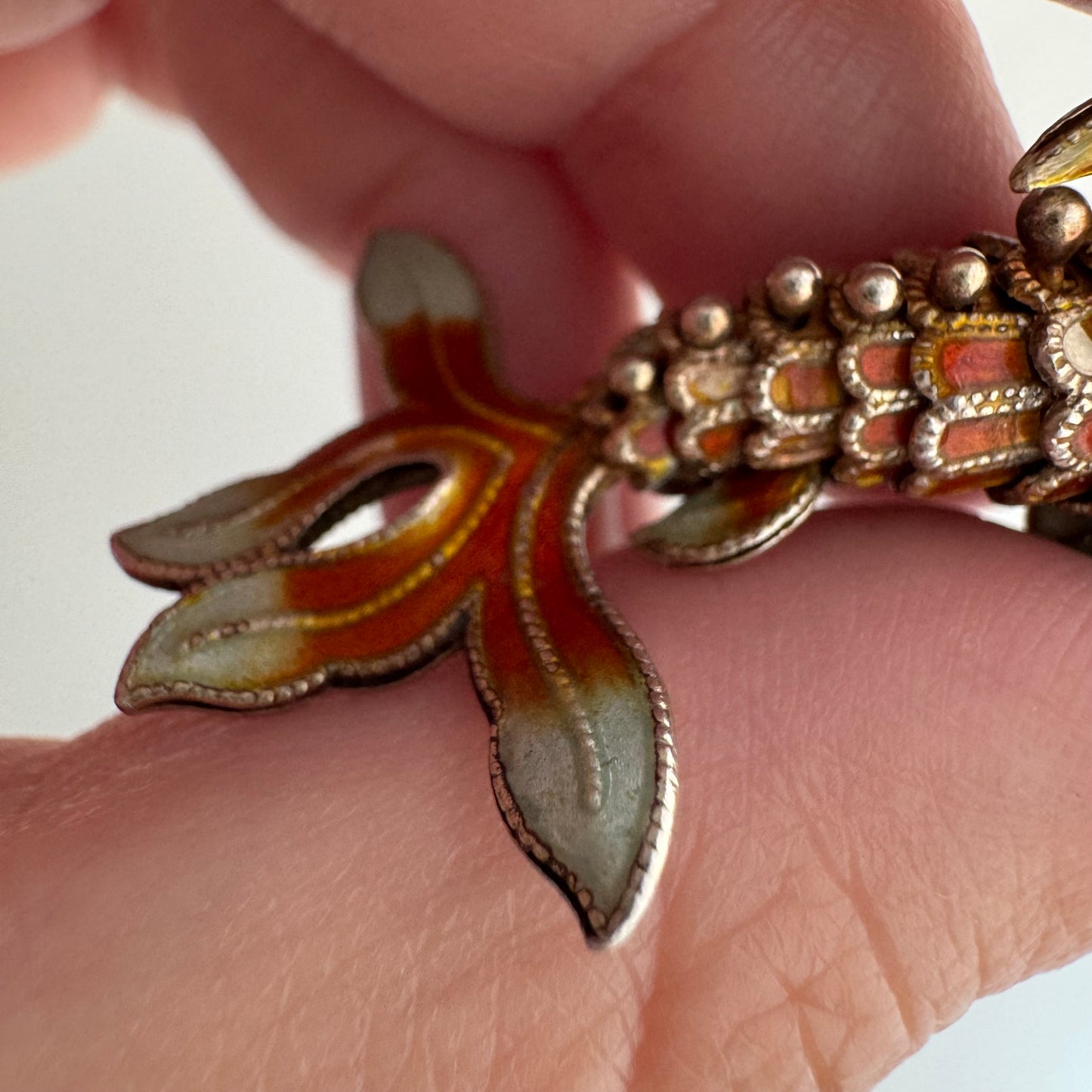 V I N T A G E // lucky catch / silver and enamel articulated fish  / a pendant