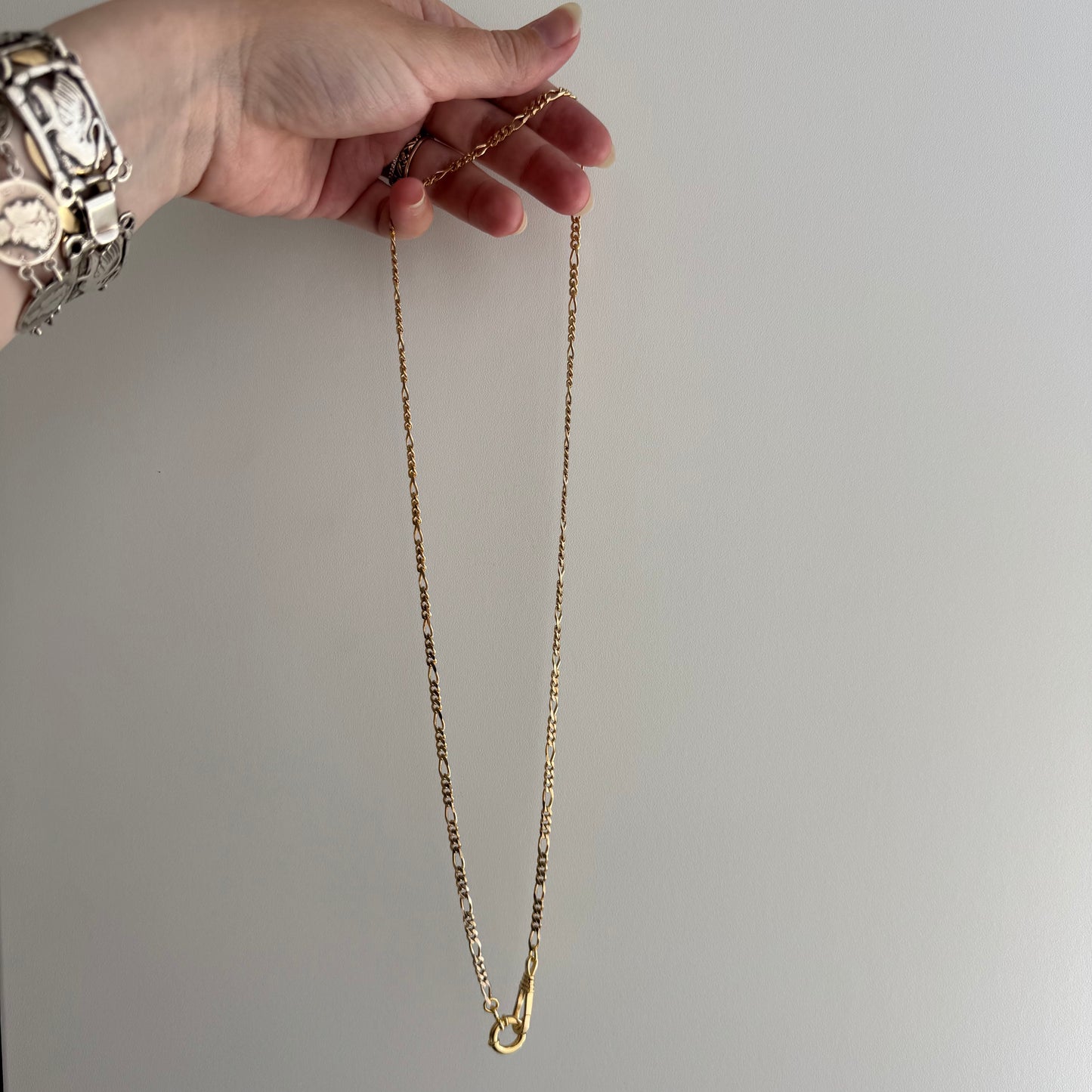 reimagined V I N T A G E // modern day watch chain / re-worked gold over sterling silver three-to-one figaro chain / 24.25", 16g