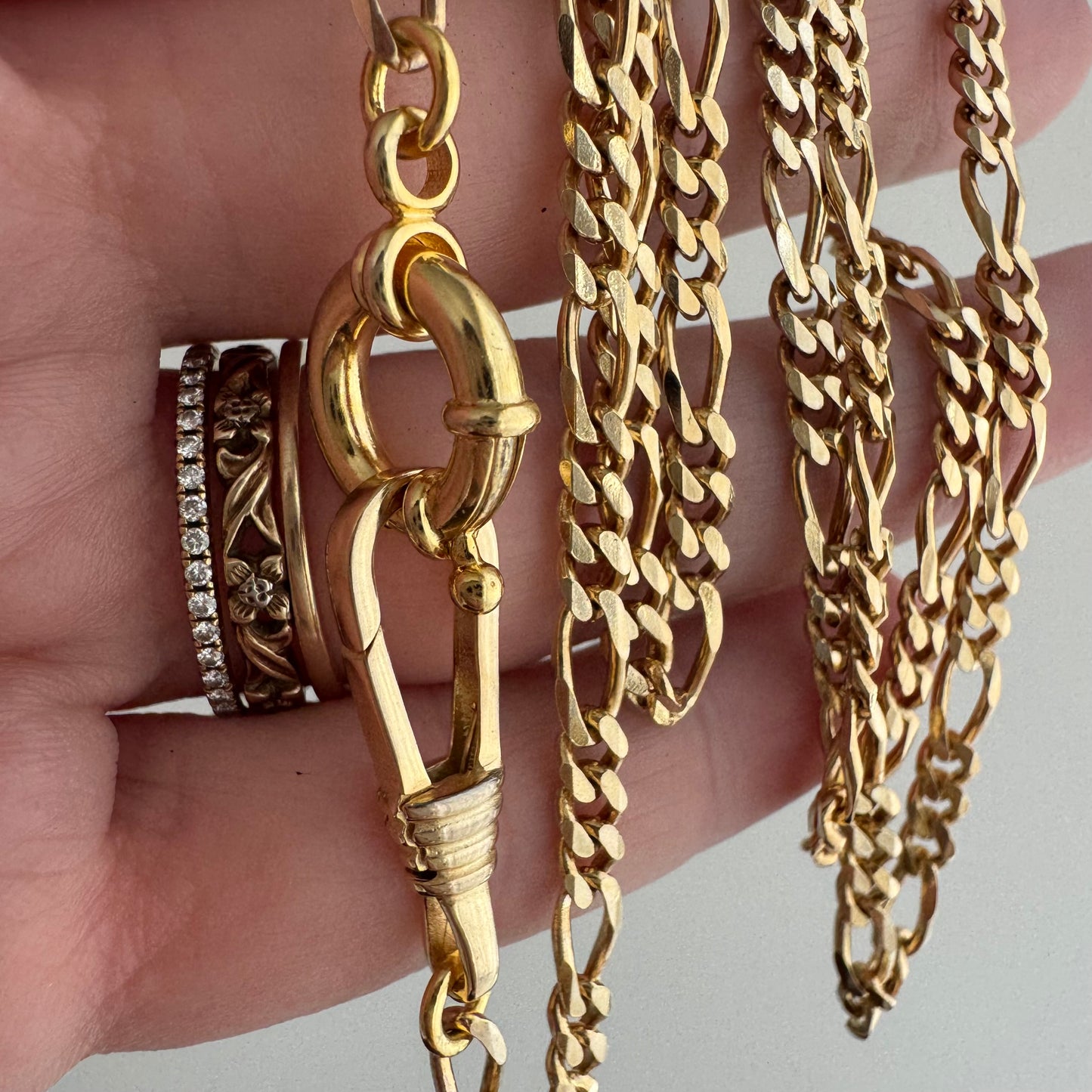 reimagined V I N T A G E // modern day watch chain / re-worked gold over sterling silver three-to-one figaro chain / 24.25", 16g