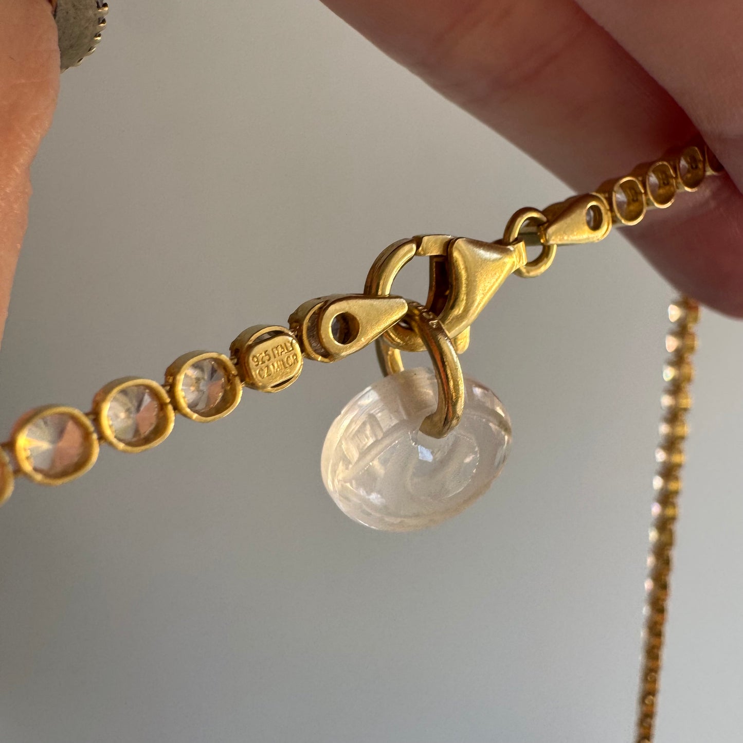 P R E - L O V E D // sparkler / gold over sterling silver and CZ tennis necklace / 20", 3mm