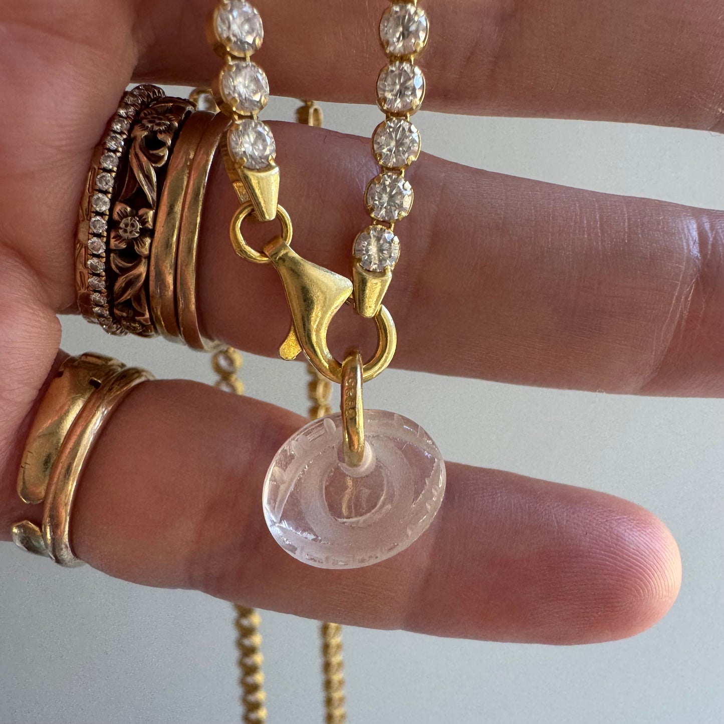 P R E - L O V E D // sparkler / gold over sterling silver and CZ tennis necklace / 20", 3mm