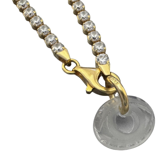 P R E - L O V E D // sparkler / gold over sterling silver and CZ tennis necklace / 20", 3mm