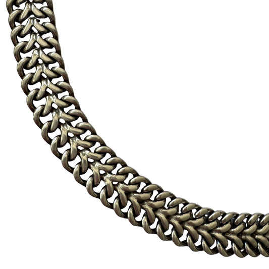 V I N T A G E // matriarchal link / sterling silver Taxco flat woven link chain necklace / 16.75", 107.5g