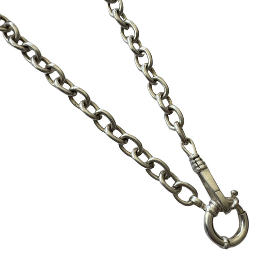 reimagined V I N T A G E // modern day watch chain / sterling silver cable chain with new clasps / ~14.5", 17.5g