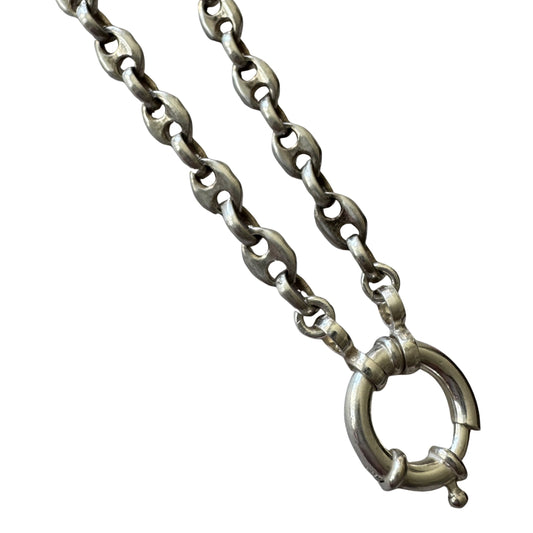 reimagined V I N T A G E // modern day watch chain / re-worked sterling silver puffy mariner anchor link chain / 21.5", 22.9g
