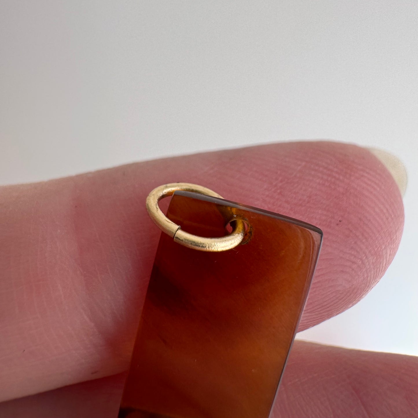 V I N T A G E // rectangle play / 14k and orange red agate / a pendant