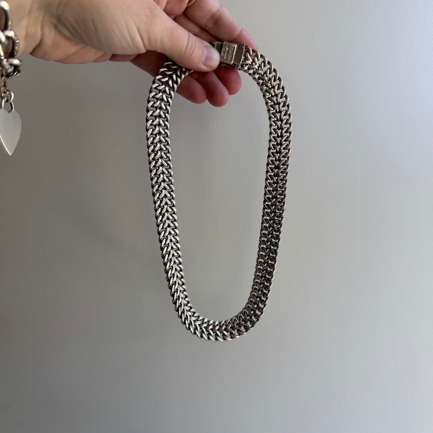 V I N T A G E // matriarchal link / sterling silver Taxco flat woven link chain necklace / 16.75", 107.5g