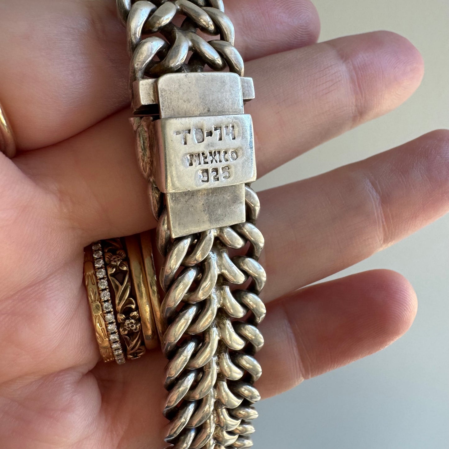 V I N T A G E // matriarchal link / sterling silver Taxco flat woven link chain necklace / 16.75", 107.5g