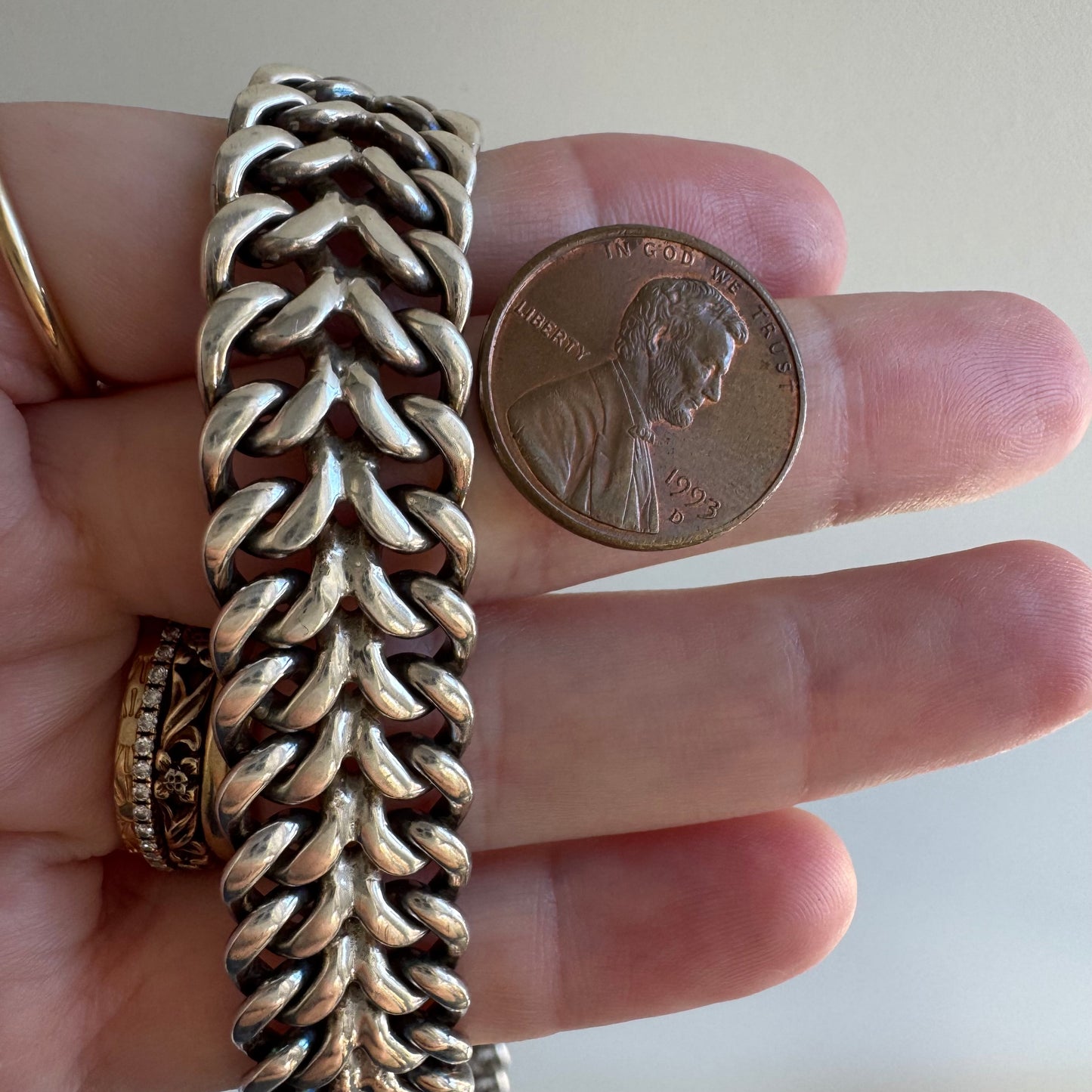 V I N T A G E // matriarchal link / sterling silver Taxco flat woven link chain necklace / 16.75", 107.5g