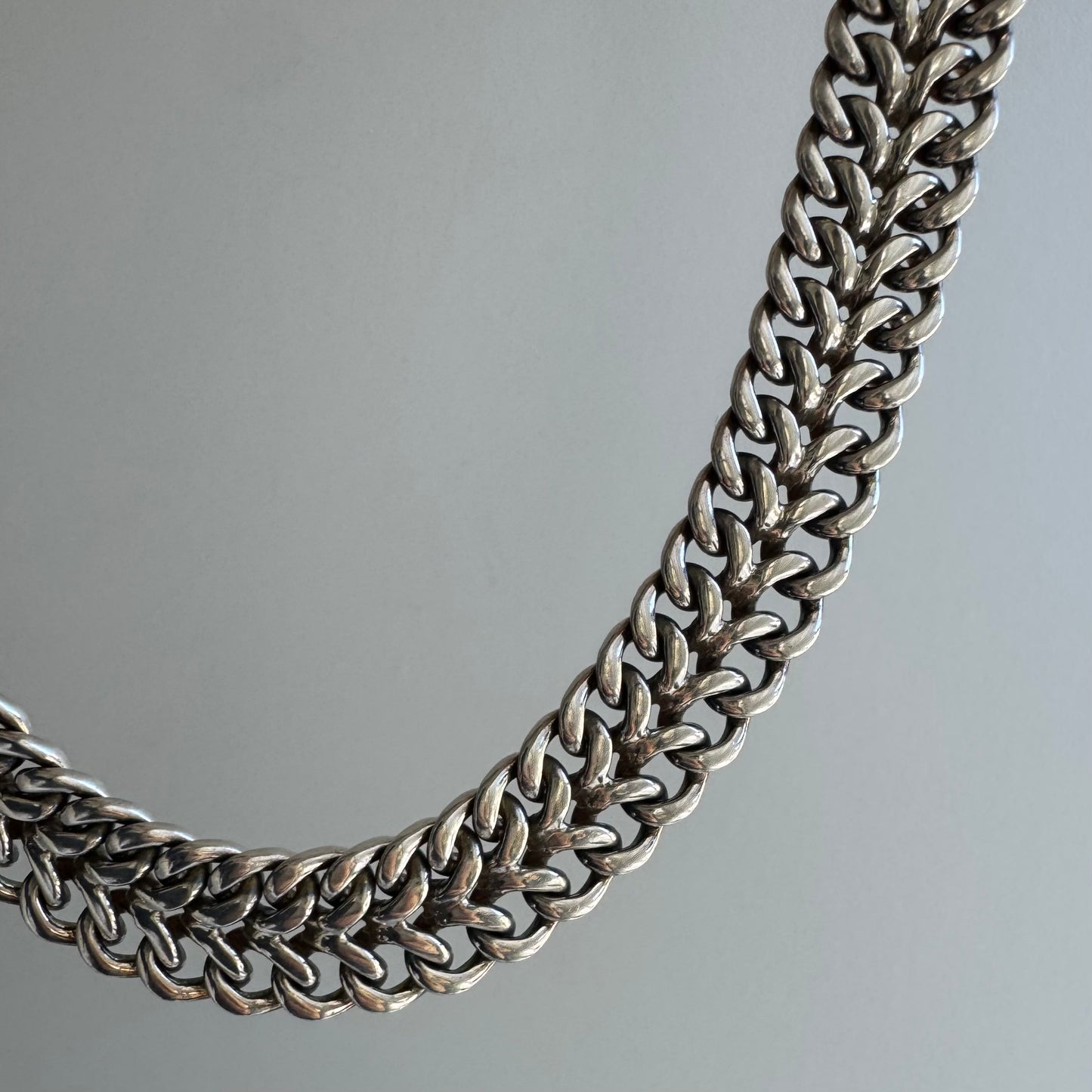 V I N T A G E // matriarchal link / sterling silver Taxco flat woven link chain necklace / 16.75", 107.5g