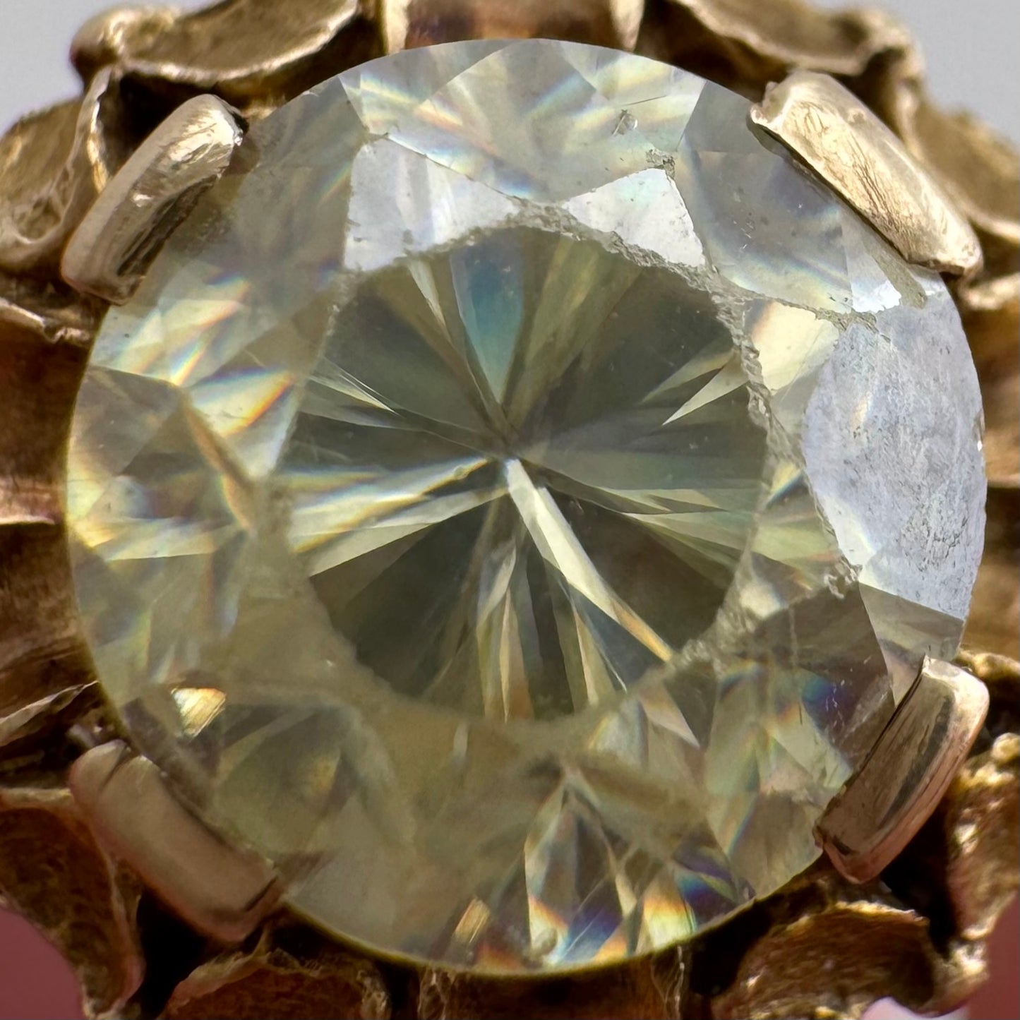 V I N T A G E // nouveau blooms / 14k 1930s floral solitaire mounting with green quartz / size 8