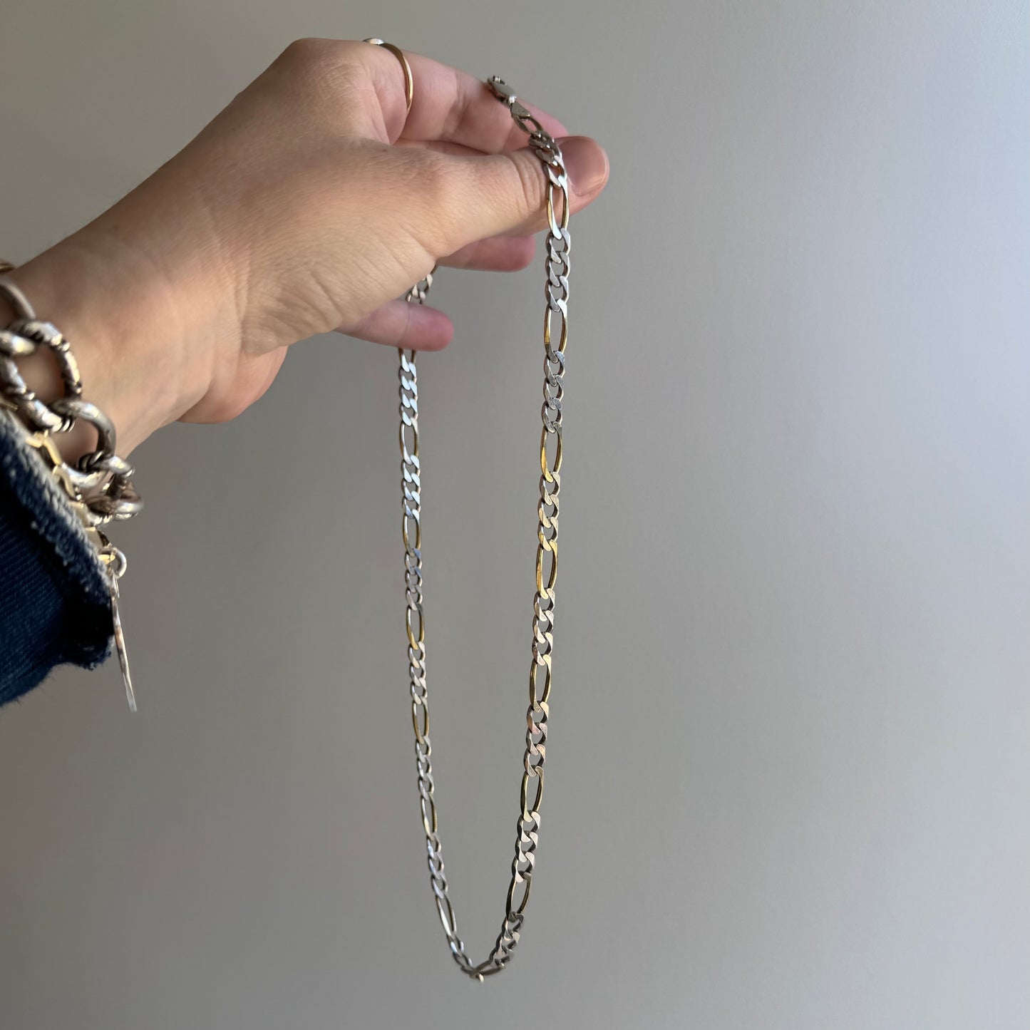 P R E - L O V E D // duality / sterling silver two tone statement figaro chain / ~20", 21.2g