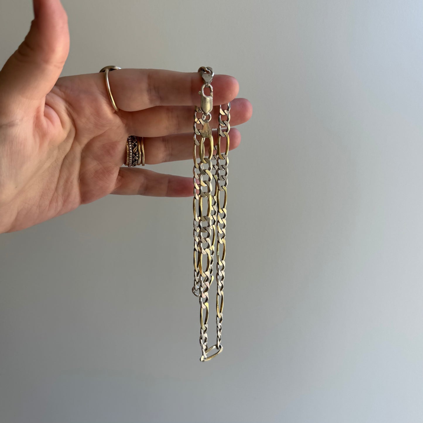 P R E - L O V E D // duality / sterling silver two tone statement figaro chain / ~20", 21.2g