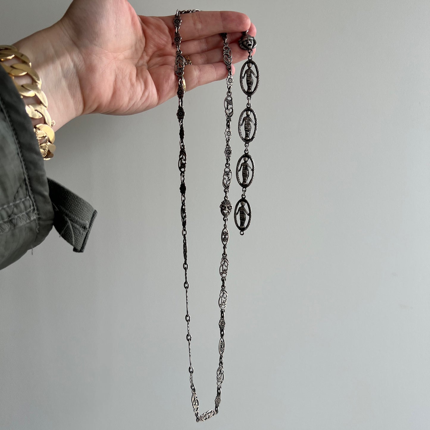 V I N T A G E // spooky Peruzzi / sterling silver fancy link chain and possibilities