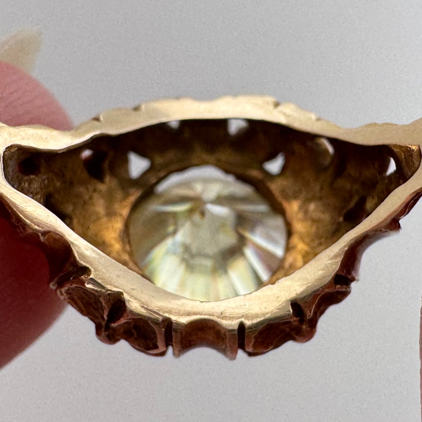 V I N T A G E // nouveau blooms / 14k 1930s floral solitaire mounting with green quartz / size 8