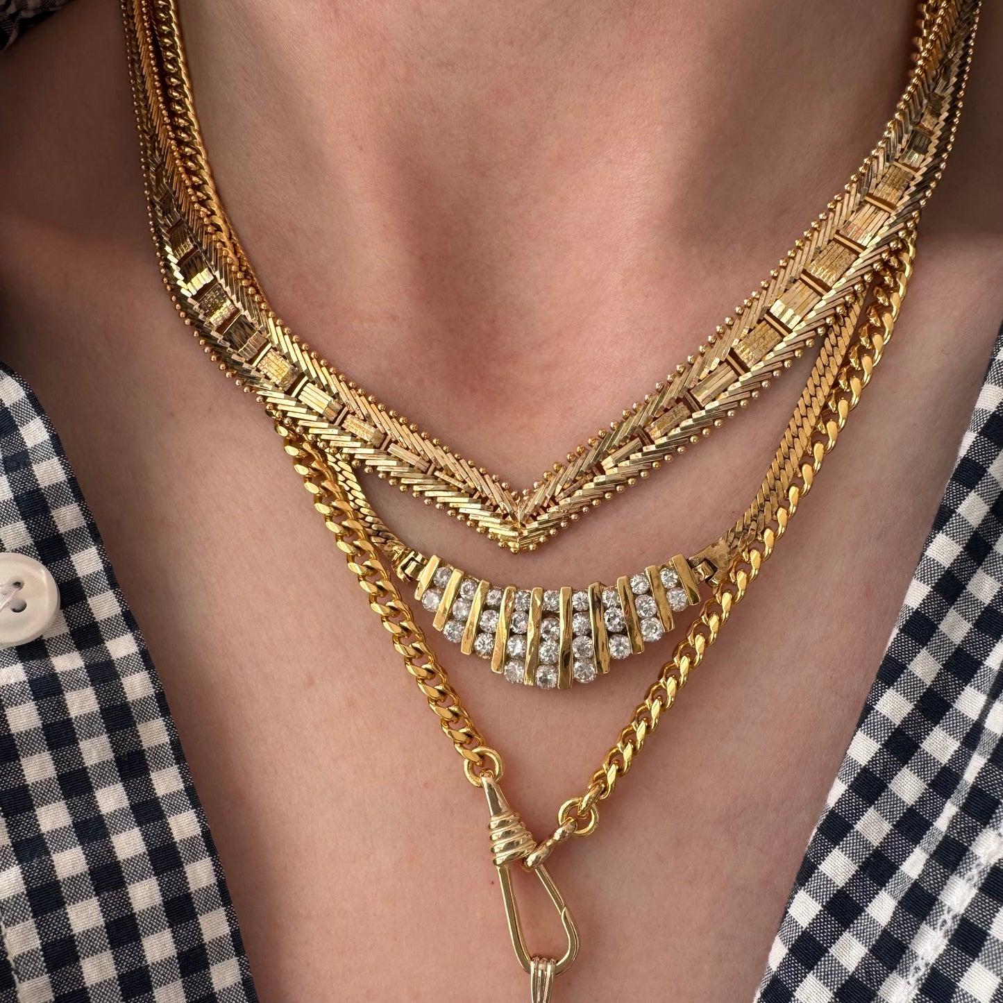 V I N T A G E // weave it together / gold over sterling silver flat woven necklace / 17", 36.1g