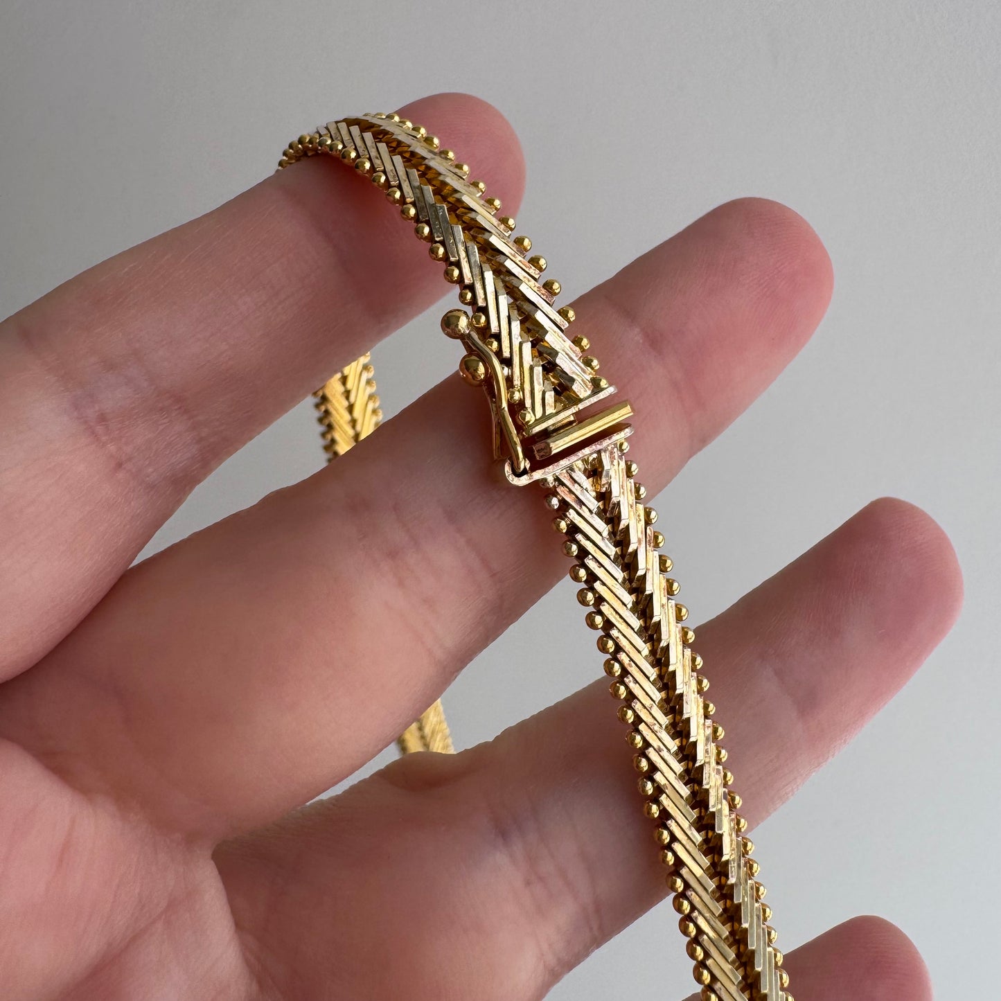 V I N T A G E // weave it together / gold over sterling silver flat woven necklace / 17", 36.1g
