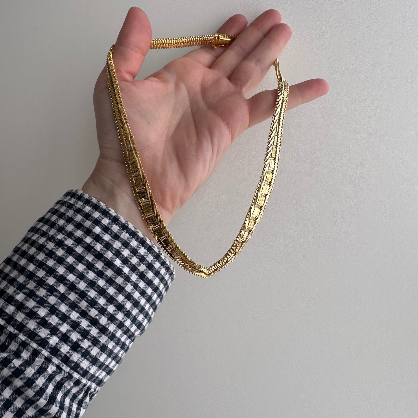 V I N T A G E // weave it together / gold over sterling silver flat woven necklace / 17", 36.1g