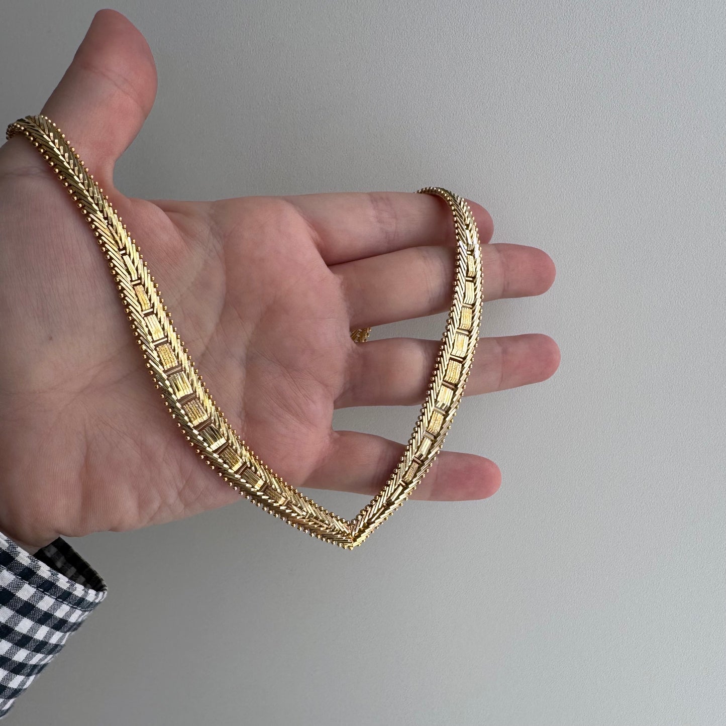 V I N T A G E // weave it together / gold over sterling silver flat woven necklace / 17", 36.1g