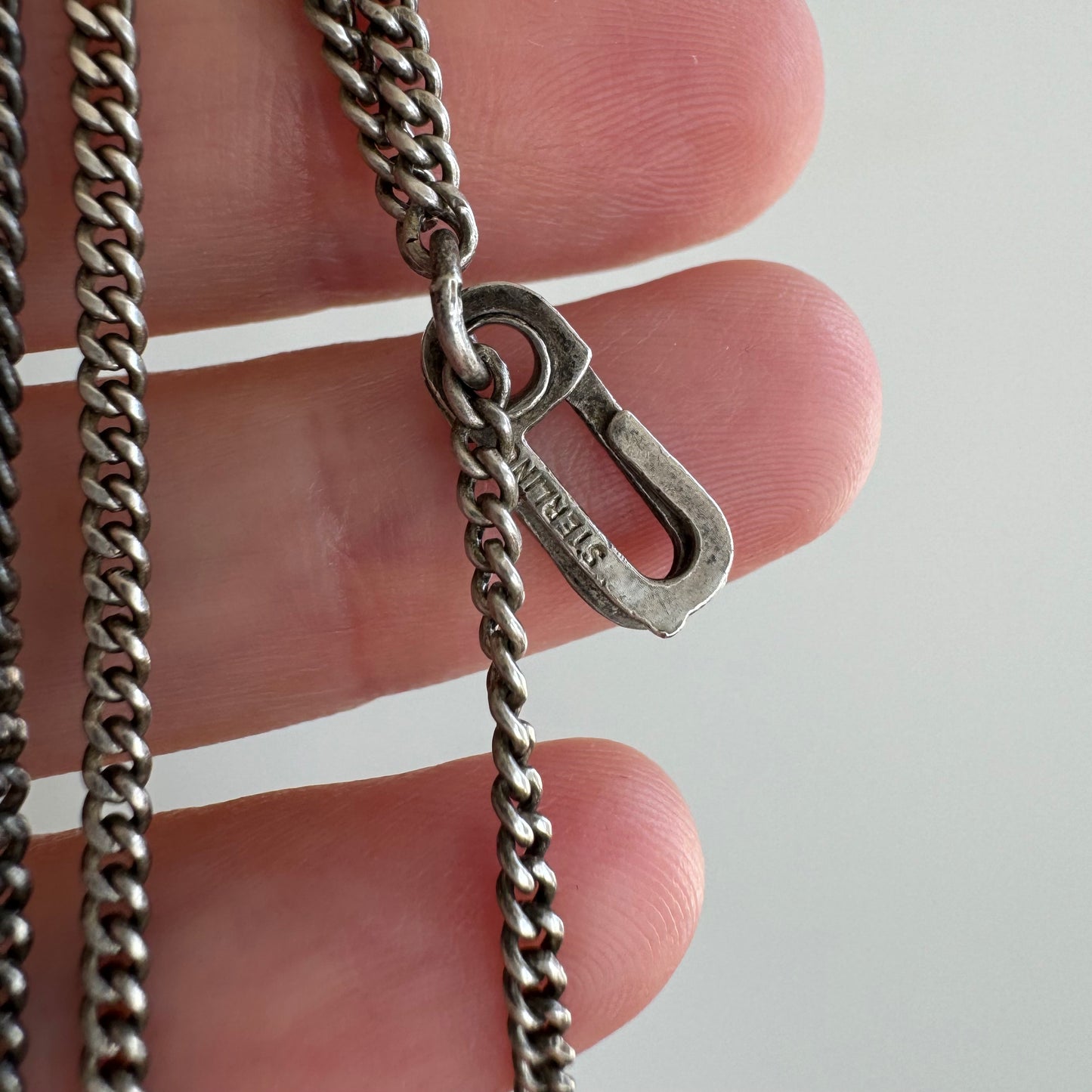 V I N T A G E // two sisters / sterling silver flat curb chain with two sister clasps / 28"