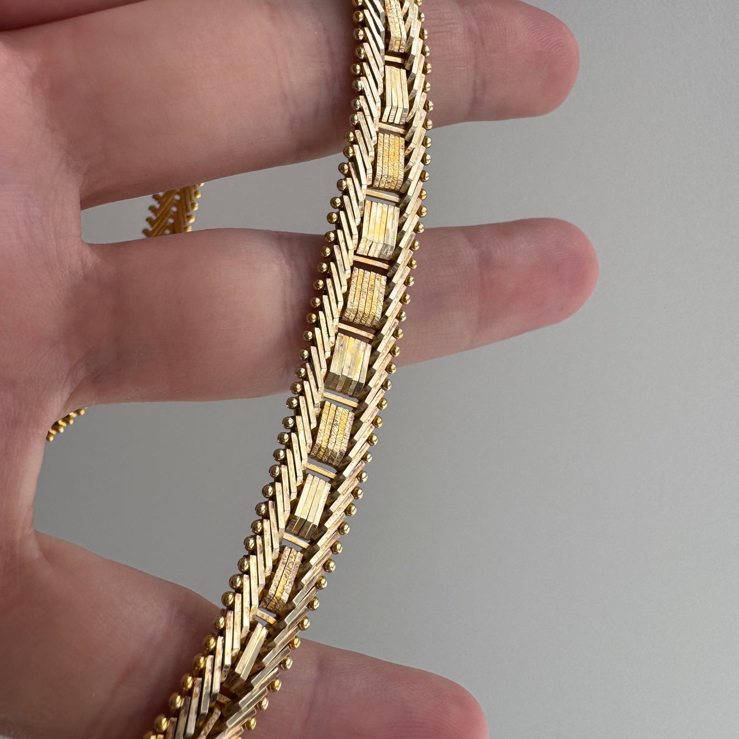 V I N T A G E // weave it together / gold over sterling silver flat woven necklace / 17", 36.1g