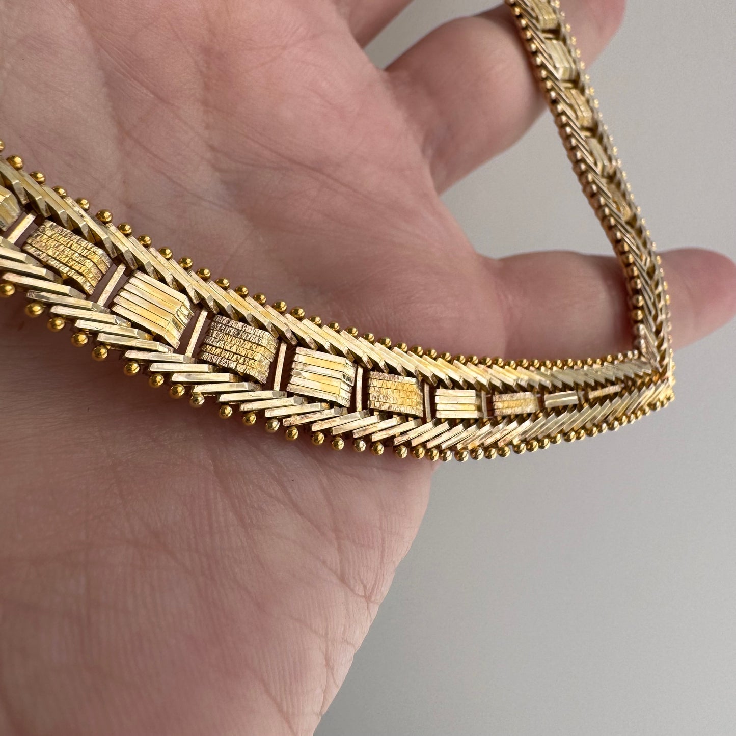 V I N T A G E // weave it together / gold over sterling silver flat woven necklace / 17", 36.1g