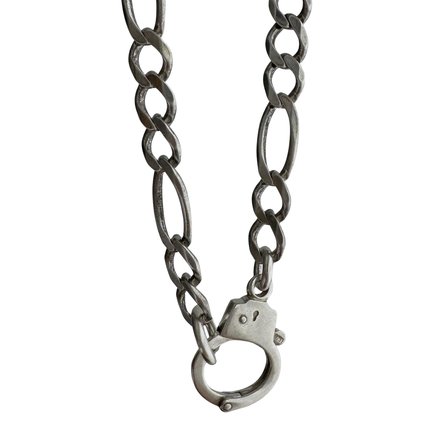 reimagined V I N T A G E // handcuff clasp / re-worked sterling silver figaro chain necklace / 29.75", 31.2g