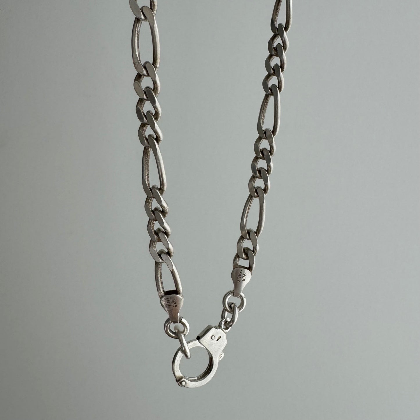 reimagined V I N T A G E // handcuff clasp / re-worked sterling silver figaro chain necklace / shy of 23", 40.2g