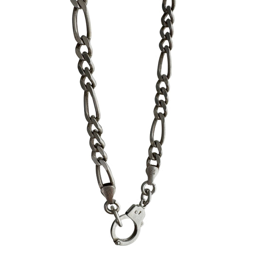 reimagined V I N T A G E // handcuff clasp / re-worked sterling silver figaro chain necklace / shy of 23", 40.2g