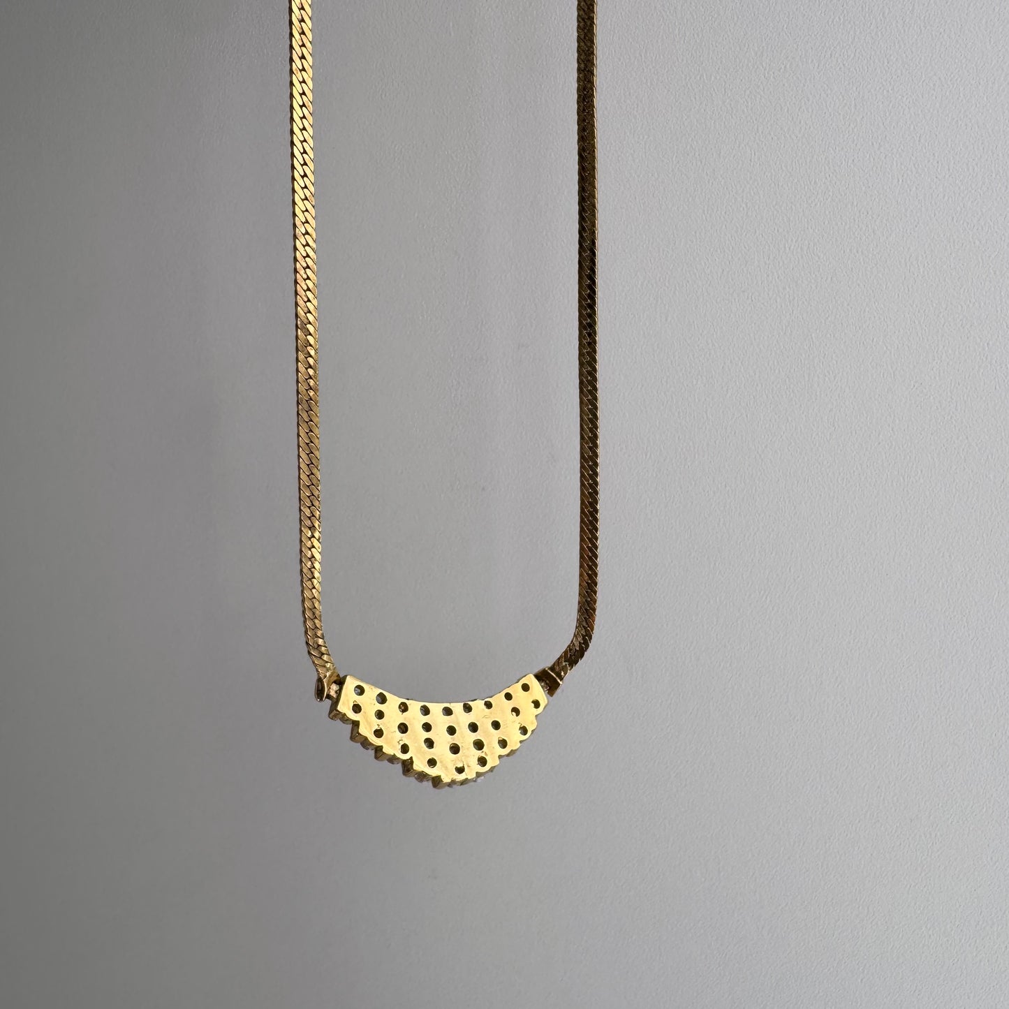 P R E - L O V E D // sparkle channels / gold over sterling silver and CZ herringbone necklace / 17.5", 16.1g
