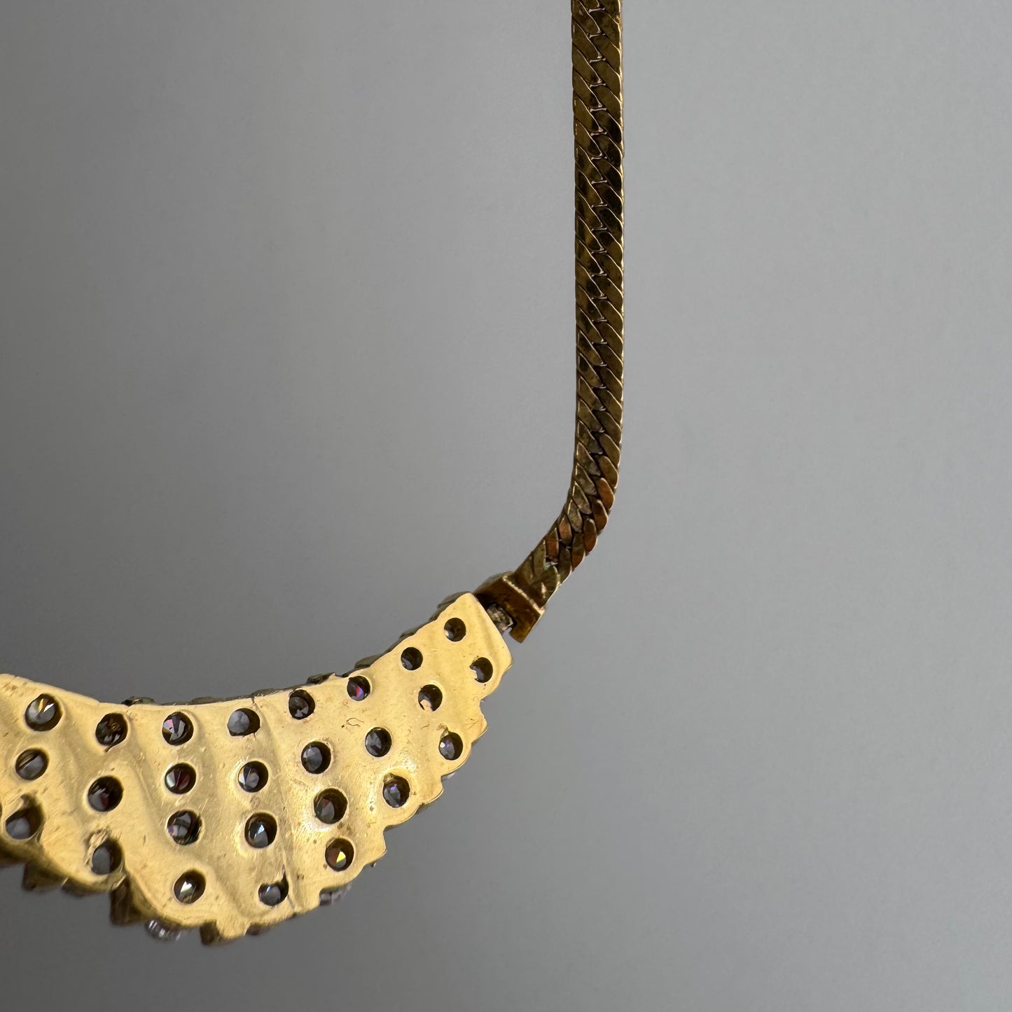 P R E - L O V E D // sparkle channels / gold over sterling silver and CZ herringbone necklace / 17.5", 16.1g
