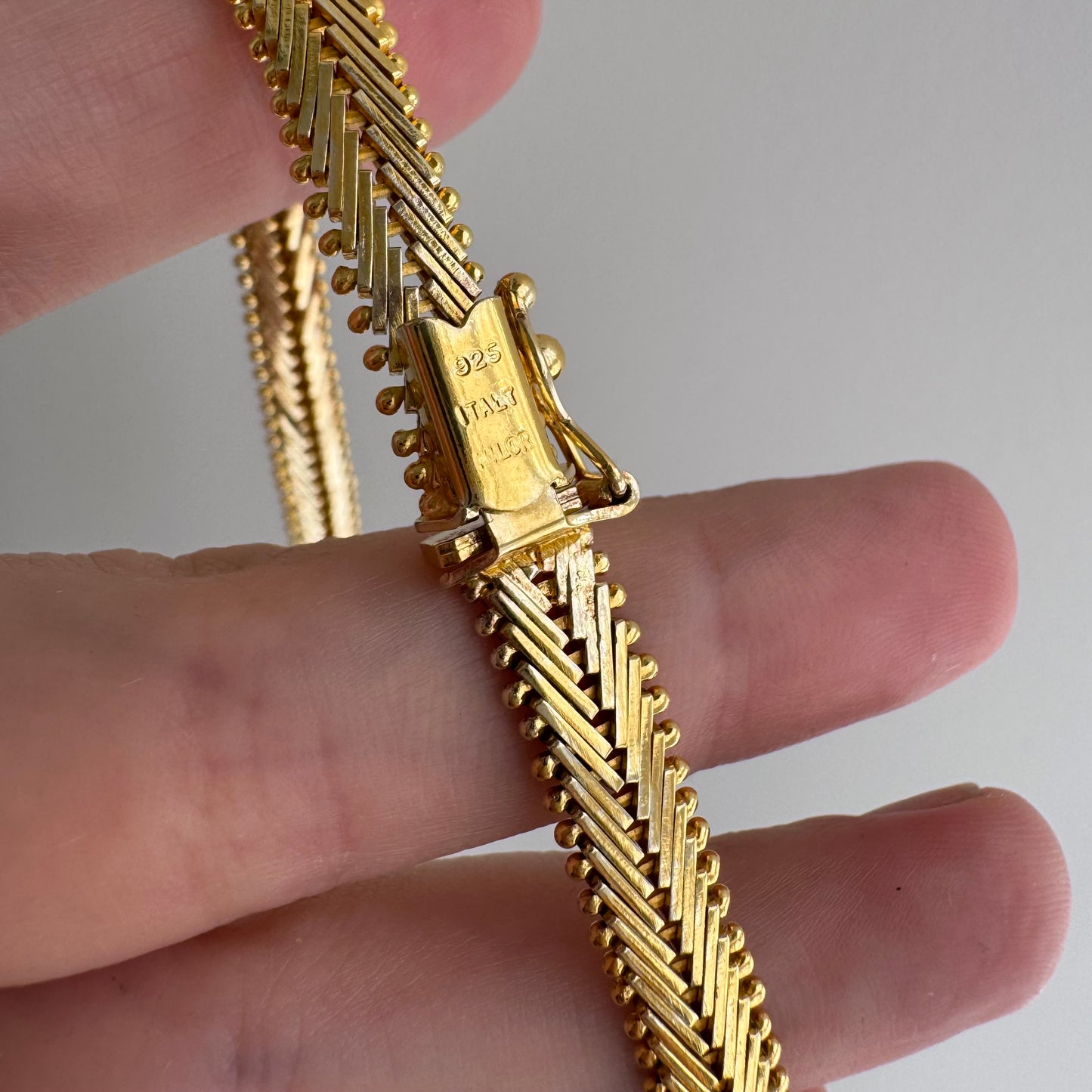 V I N T A G E // weave it together / gold over sterling silver flat woven necklace / 17", 36.1g