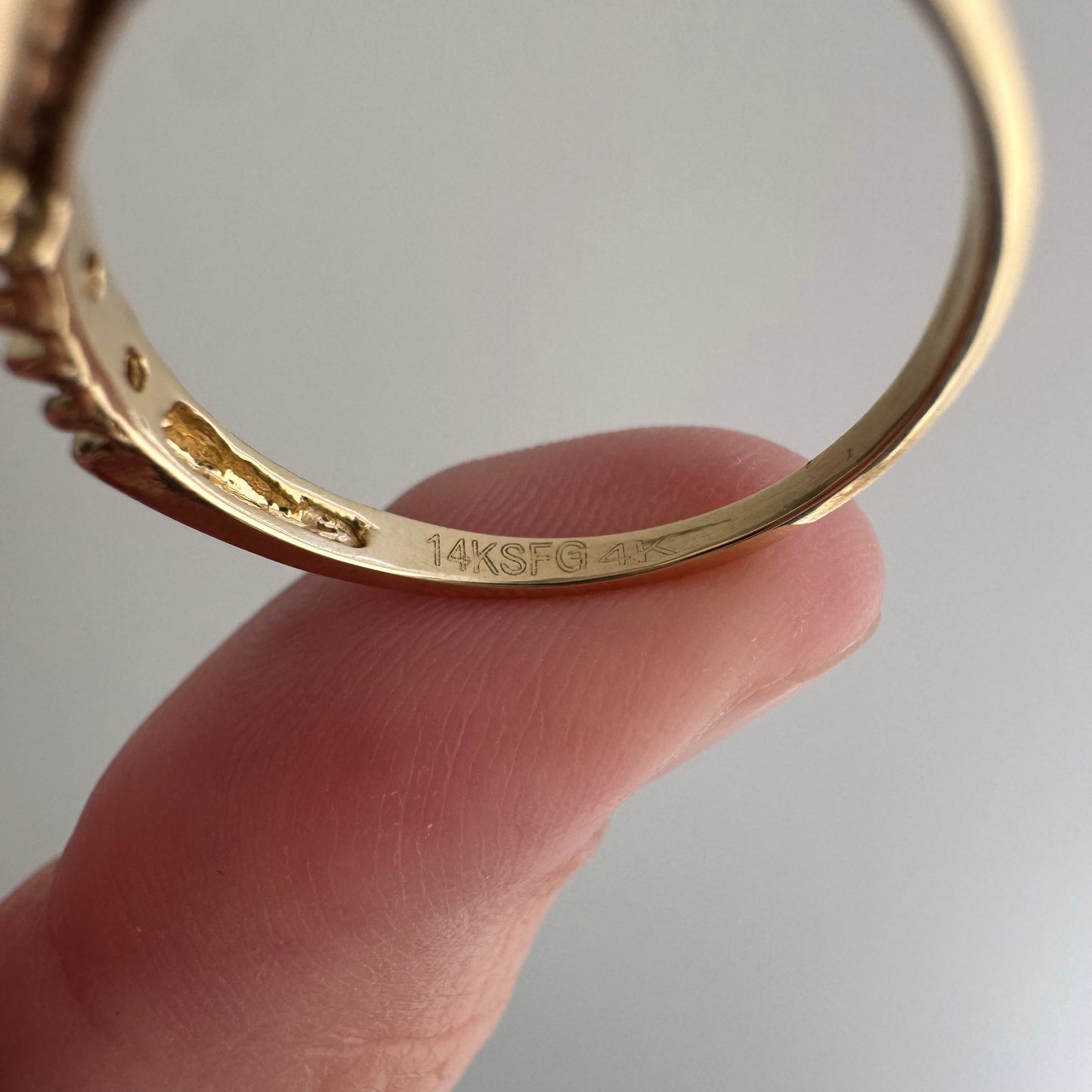 reimagined E S T A T E // memento mori / 14k and diamond half eternity skull stacking ring / size 8.25+